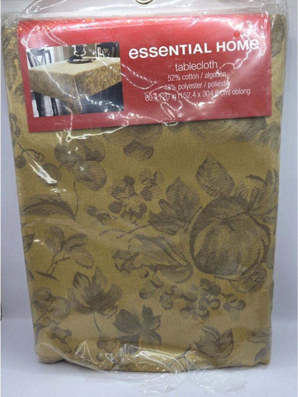Vtg Kmart Tablecloth Essential Home 60" X 120" Oblong Golden Brown Harvest NWT